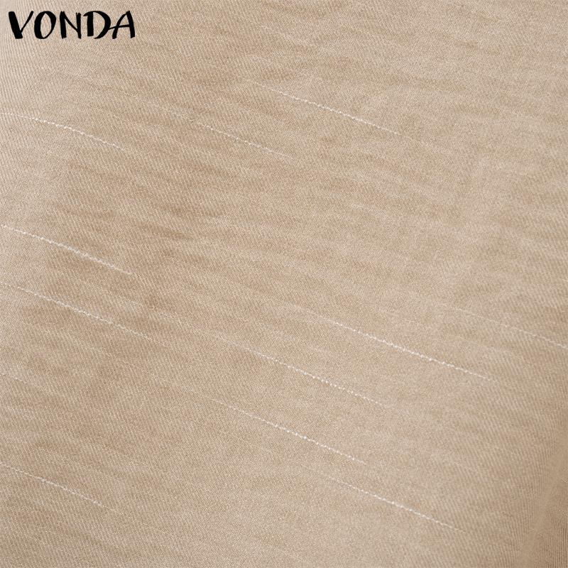 VONDA Women Casual Lace Lapel Long Sleeve Blouses