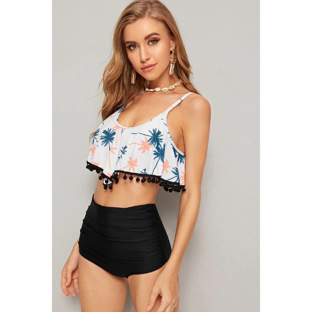 Dół od bikini z wysokim stanem i marszczeniem z przodu