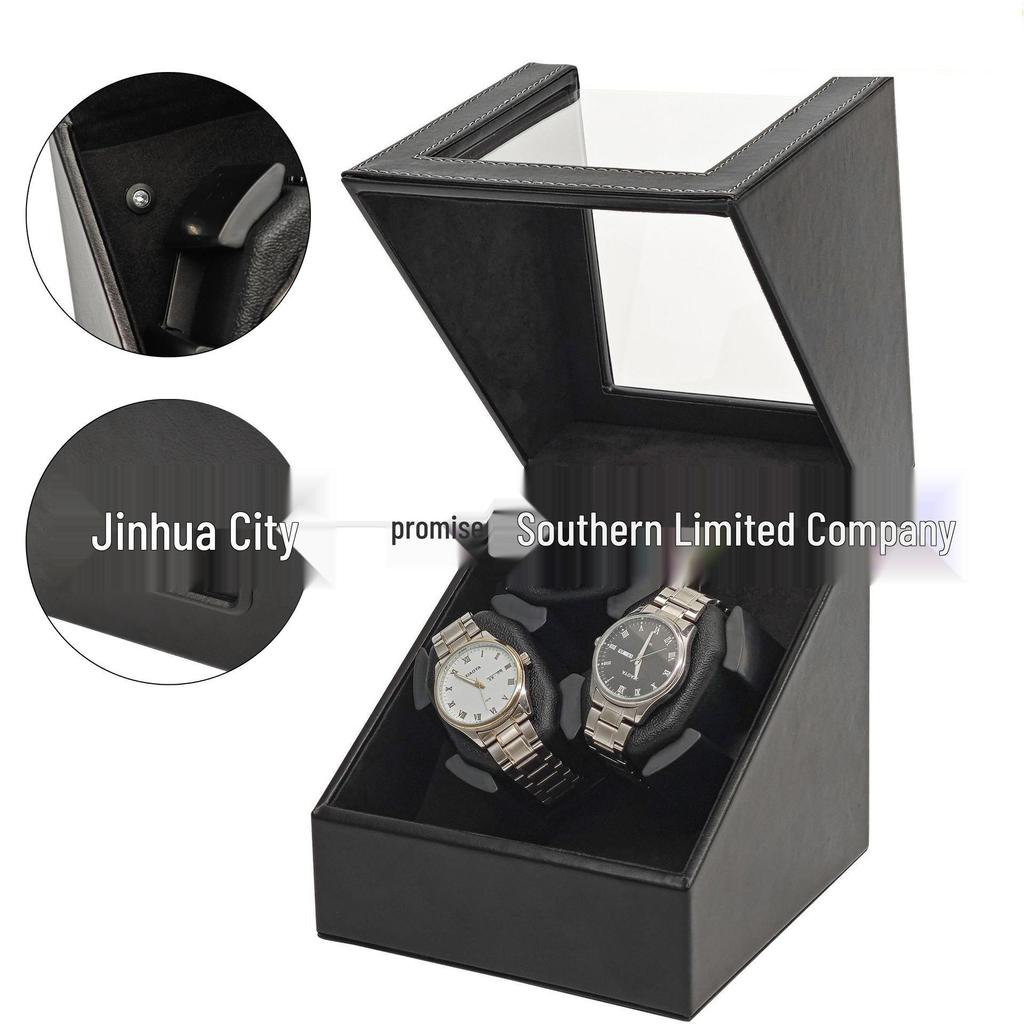 Leather Automatic 3-Position Mechanical Watch Winder with Silent Open-Lid Auto-Stop