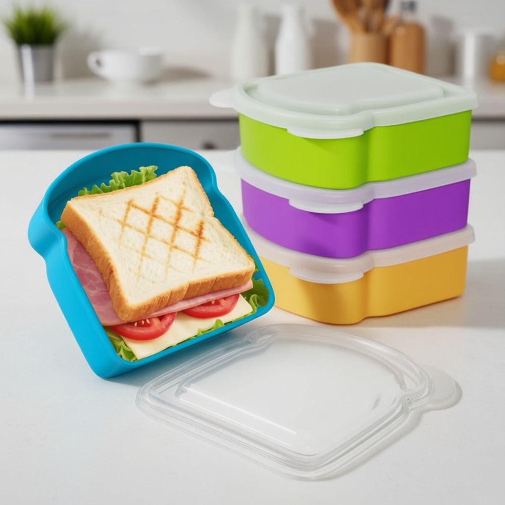 Airtight Silicone Sandwich Box With Lid Prep Keeper Dishwasher Safe Food Container Snacks