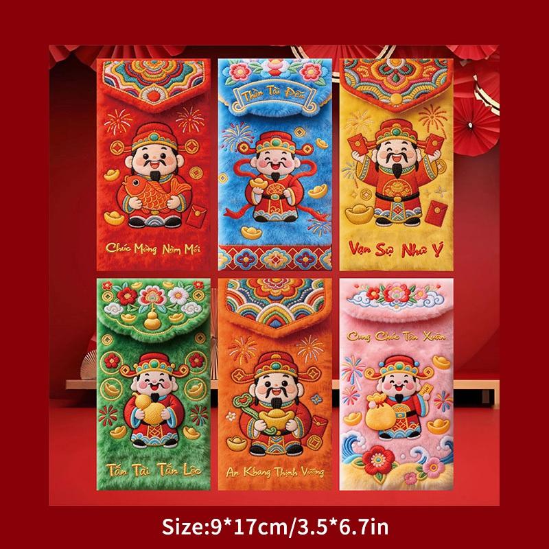 6Pcs Chinese New Year Red Envelope  Horse Year Vietnamese  Hongbao Traditional Lucky Pocket New Year Decorations
