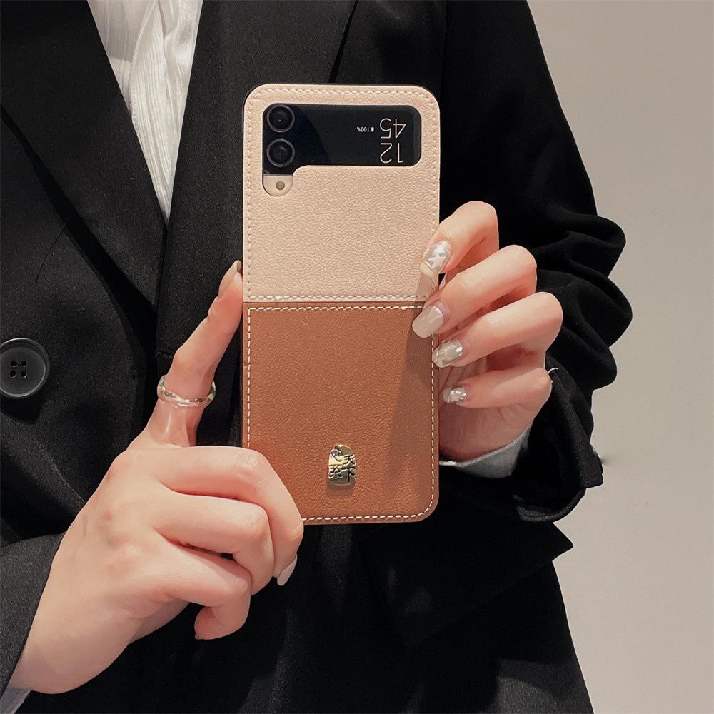 2023 Lychee Pattern Case For Samsung Galaxy Z Flip 4 3 5g South Korea Fashion Cover Anti -Knock Cases For Flip3 Flip4