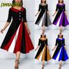 Módní letní jarní neformální šaty s krátkým rukávem a výstřihem do V