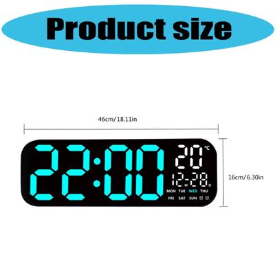 Large LED Wall Clock with Remote Control Date Temperature Easy To Read Auto Dimming for Home Decors Time Management