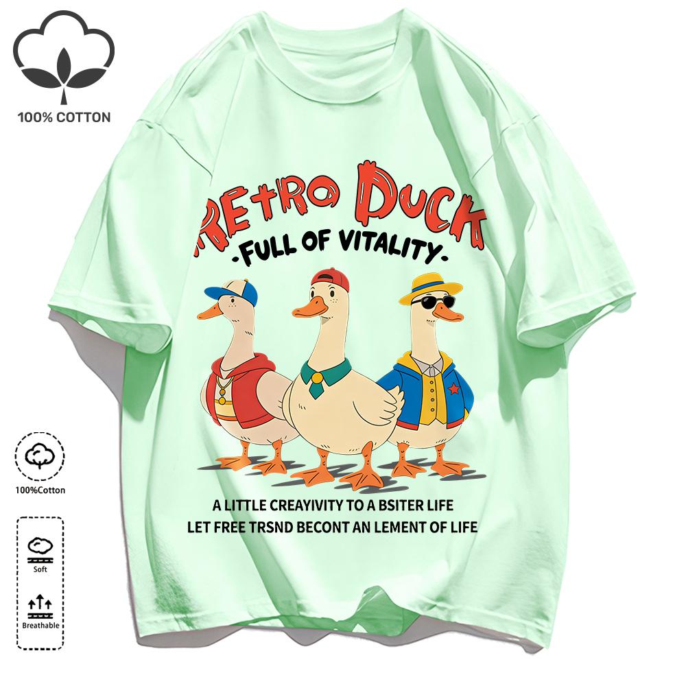 Classic Color Scheme T-Shirts For Unisex Retro Oversized Short Sleeves Fashion Couple Clothes Unisex Simple Basics Clothing