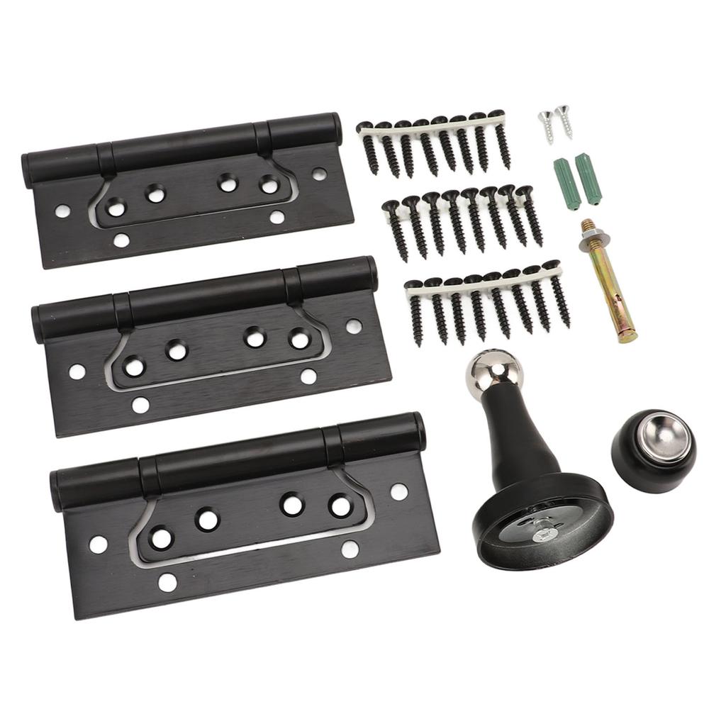 5 Inch Door Hinge Kit with Magnetic Door Stop Metal Quiet Strong Load Bearing Door Hinge for Bedroom Black