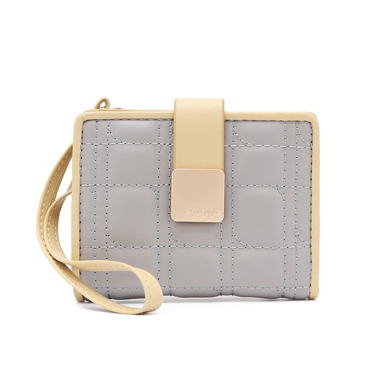 

Мини-кошелек из искусственной кожи, складная сумка для карточек, универсальная сумка с геометрическим узором серо голубой