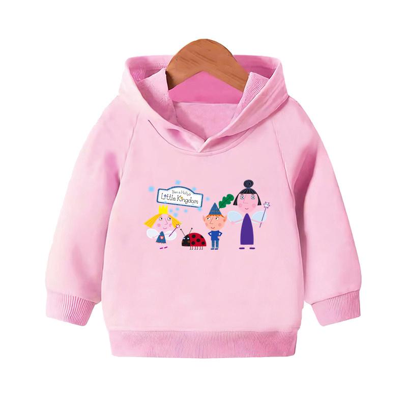 Ben and Holly Kingdom Cartoon Kids Hooded Hoodies Cute Girls Clothes Children Sweatshirts Autumn Baby Pullover Tops