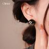 European and American Retro Zircon Saturn Geometric Pearl Earrings Light Luxury Stud Earrings Personalized Earrings Women
