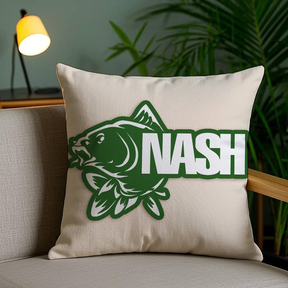 Match With Wild Fishing Prints Nash Pillow Case Anti-dustmite Pillowcase Invisible Zipper Silky Short Plush Sofa Cushion Cover