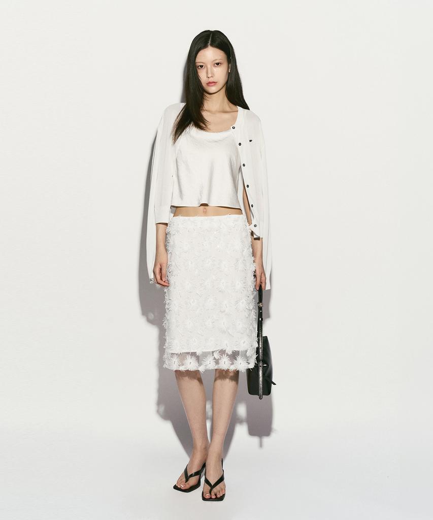 RE RHEE Logo Plaque Cardigan White