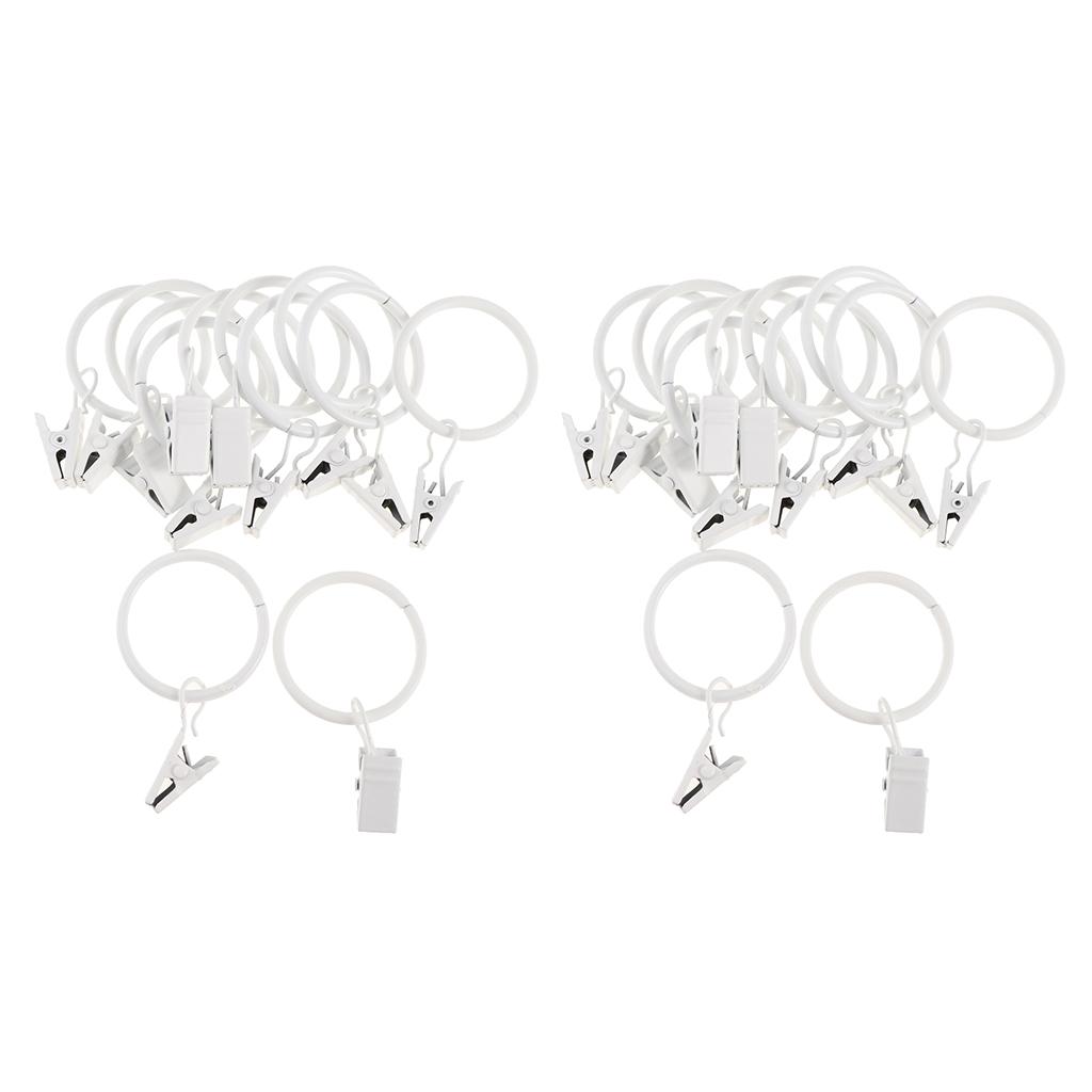 Curtain Rod Rings with Clips Iron Heavy-duty Curtain Ring Hook for Window Support Bar Curtains Rail Holder