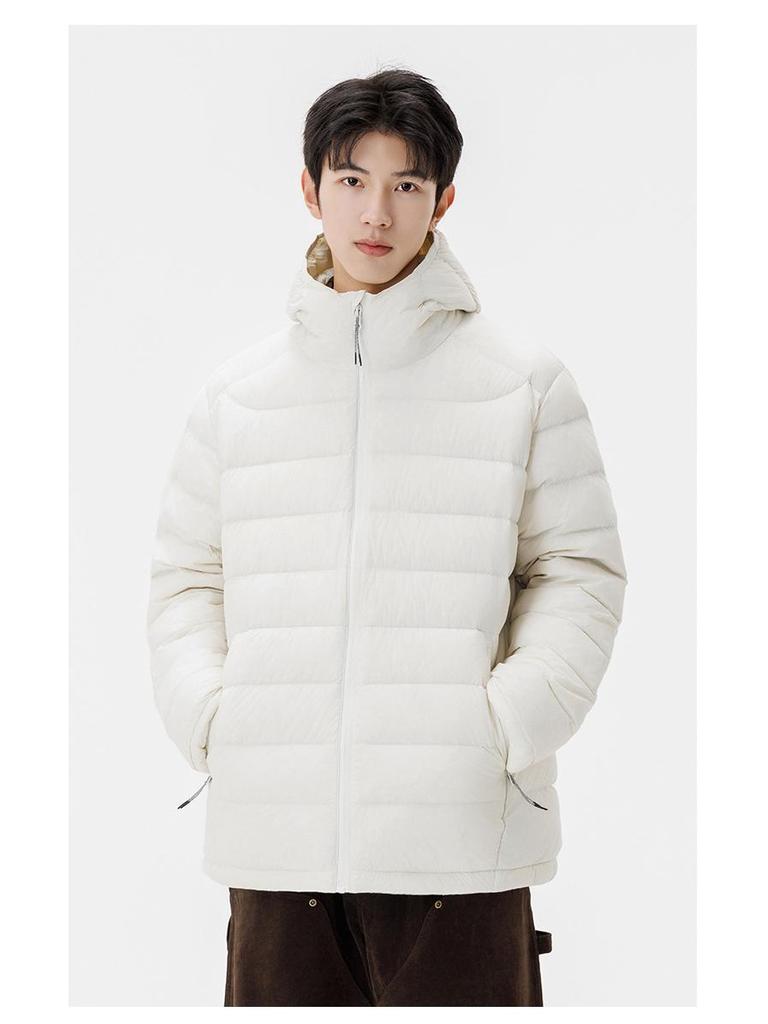 Men's 2025 High-End Lightweight Down Jacket - 90% White Duck Down, Short Hooded Winter Outerwear.