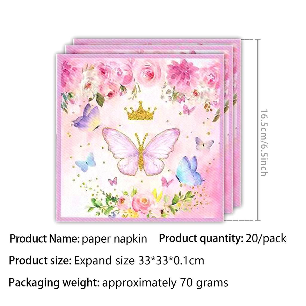 Pink Butterfly Spring Tea Party Tableware: Disposable Cups, Napkins & Banners