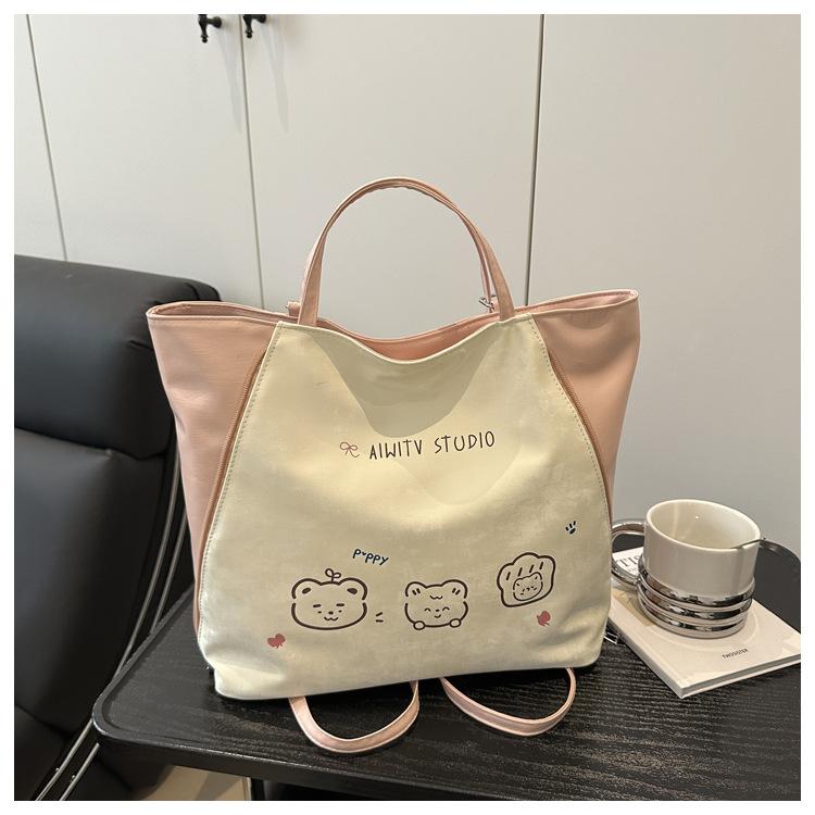 

Тенденция в стиле колледжа новый простой принт большая вместимость повседневная простая наплечная сумка-тоут рюкзак