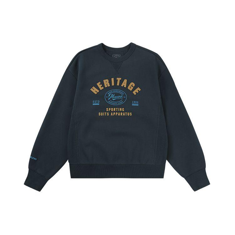 

Mizuno Heritage Letter Pattern Printed Round Neck Loose Thick Pullover Long Sleeve Sweatshirt Unisex sweatshirt Navy-Blue D2CC26H215 XXL