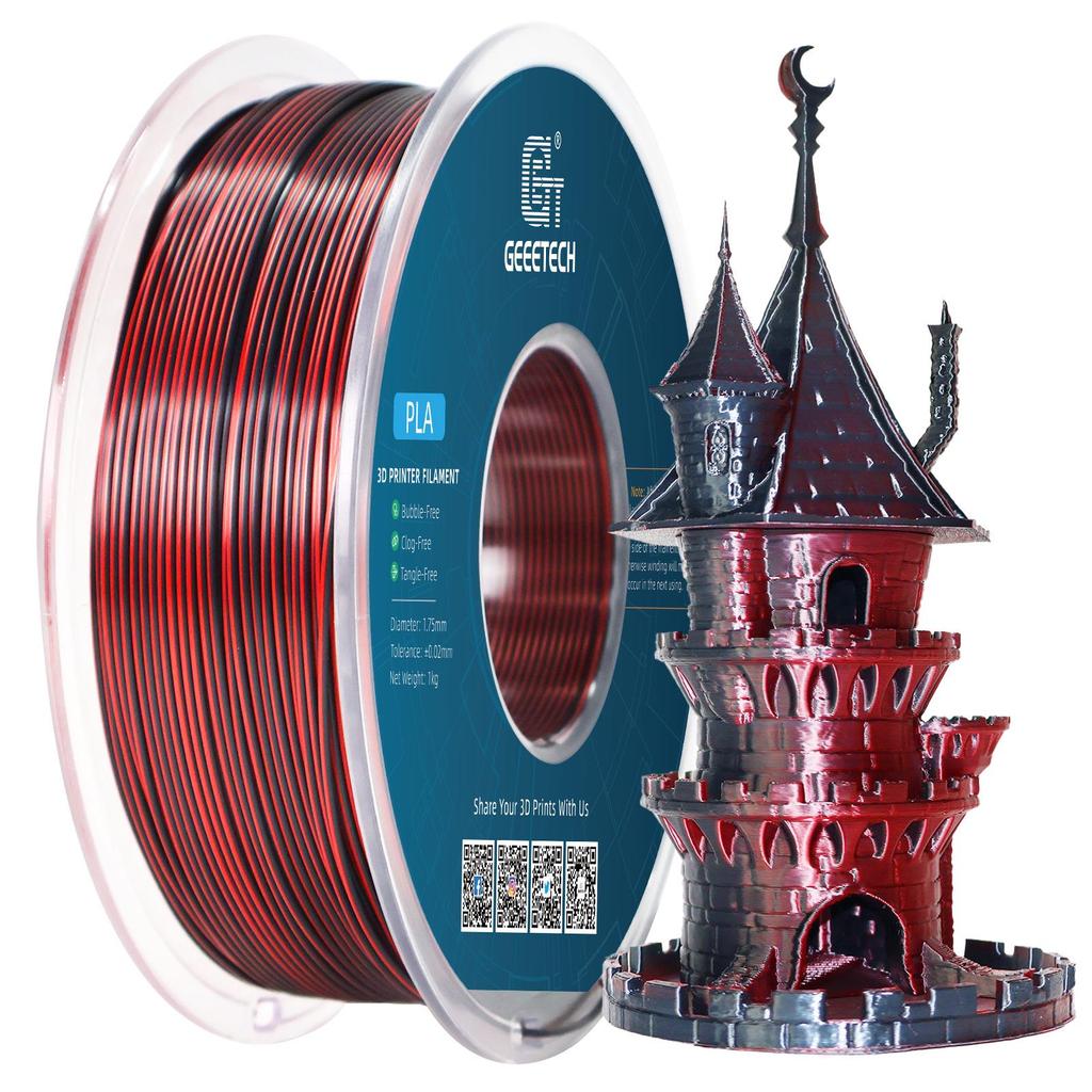 Filamento PLA Multicor com Aspecto de Seda para Impressora 3D (Duas/Três Cores, 1,75mm)