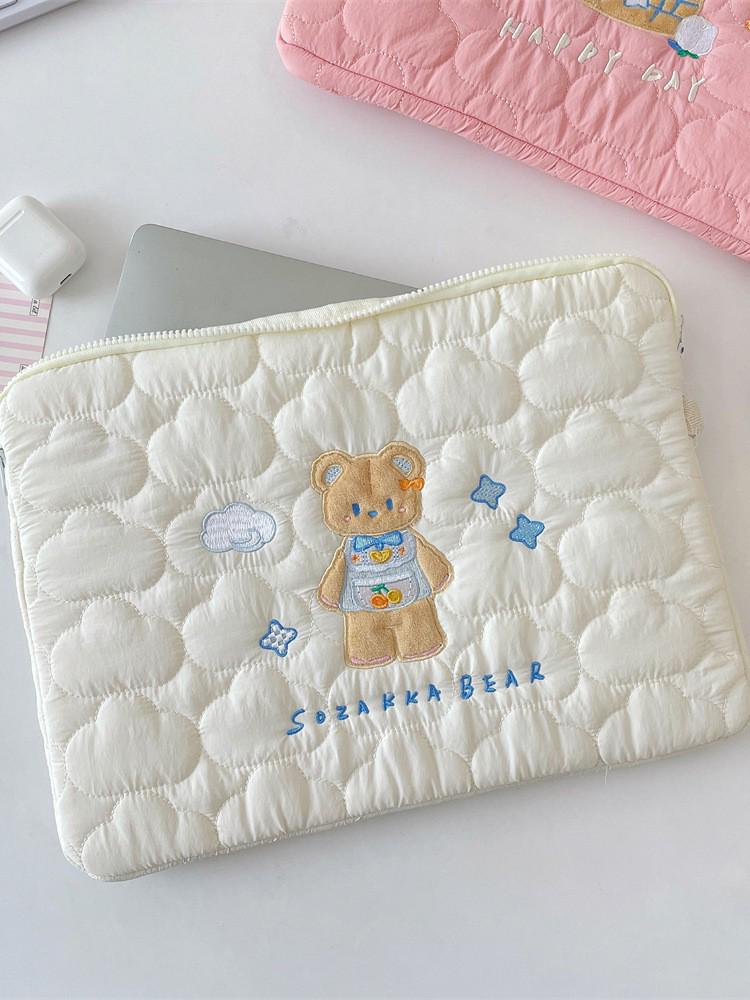 Soft Cloud Cartoon Embroidered iPad/Tablet Bag, 13/14 Inch Laptop Storage