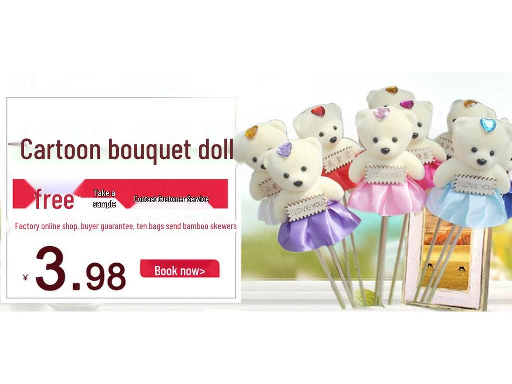 Diamond Bear Bouquet with Candy and Plush Doll Gift Set