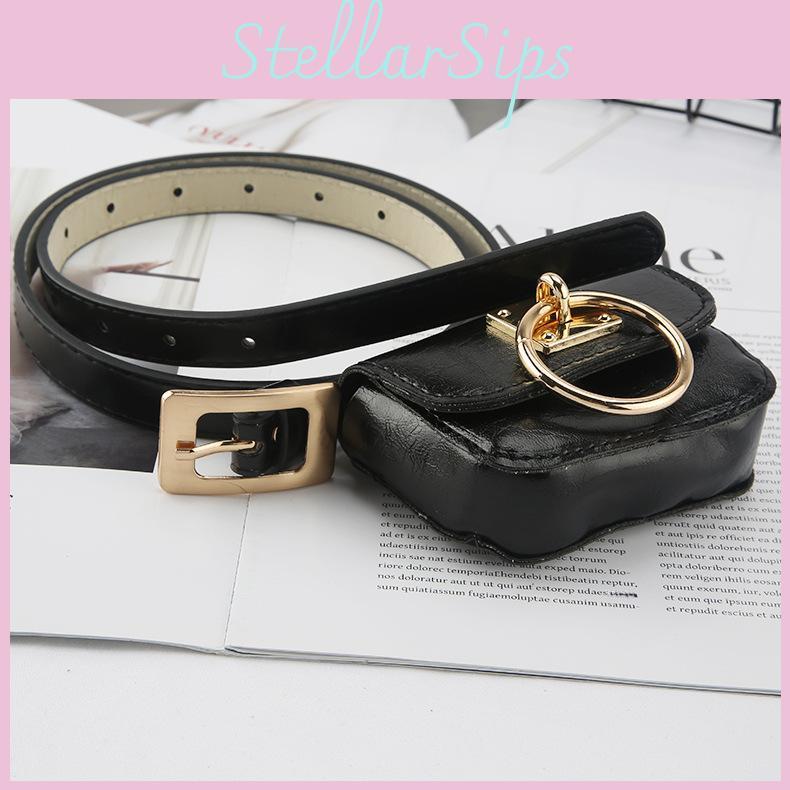 Square Buckle Belt With Square Bag Dualuse Casual Versatile Leather