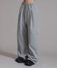 LIKE THE MOST Leopard Heart Pocket Applique Training Pintuck Wide Pants_Gray