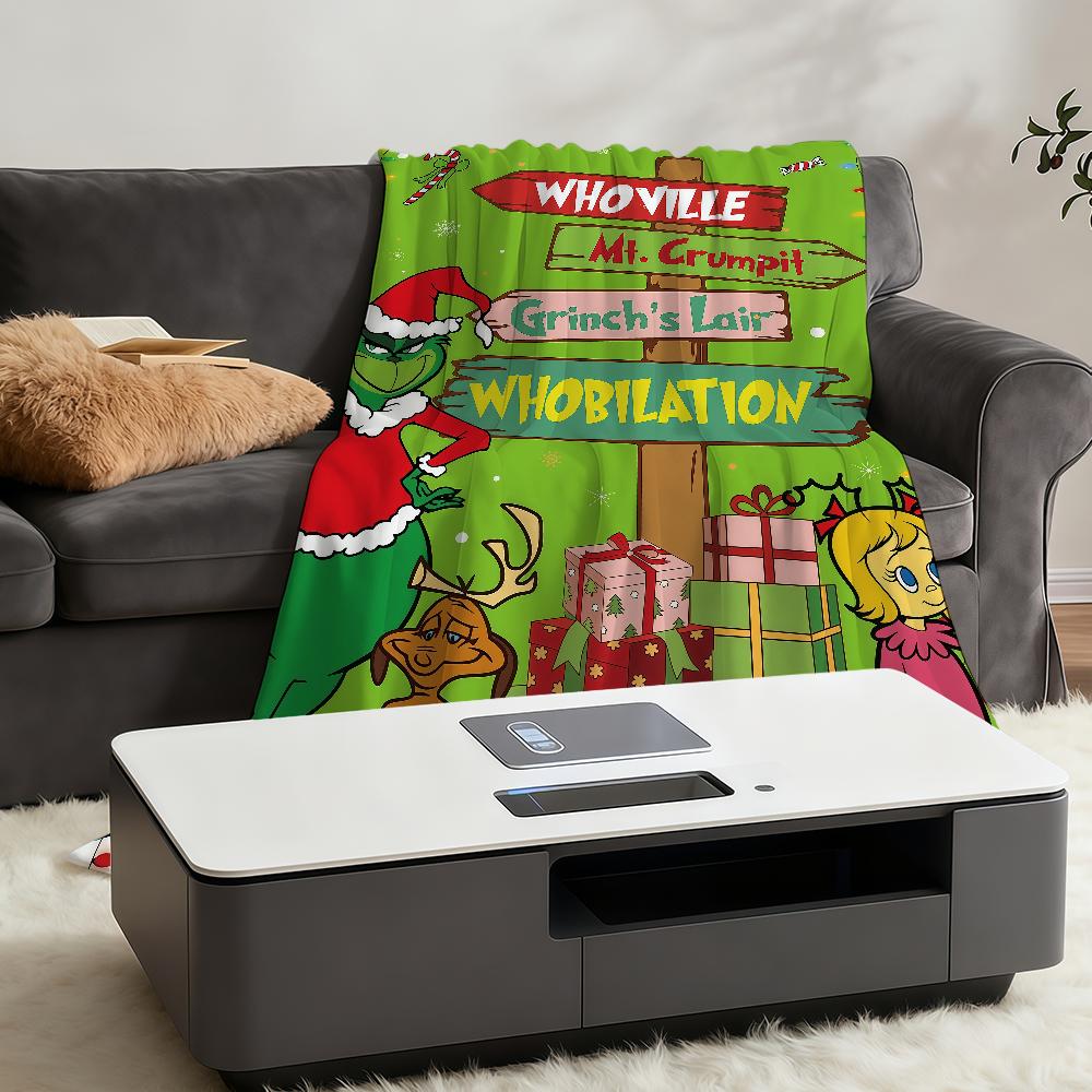 Blanket Throw Film Super Cosy Plush Living Room Christmas G-GrinchS Sofa Couch Childish Birthday The Gifts