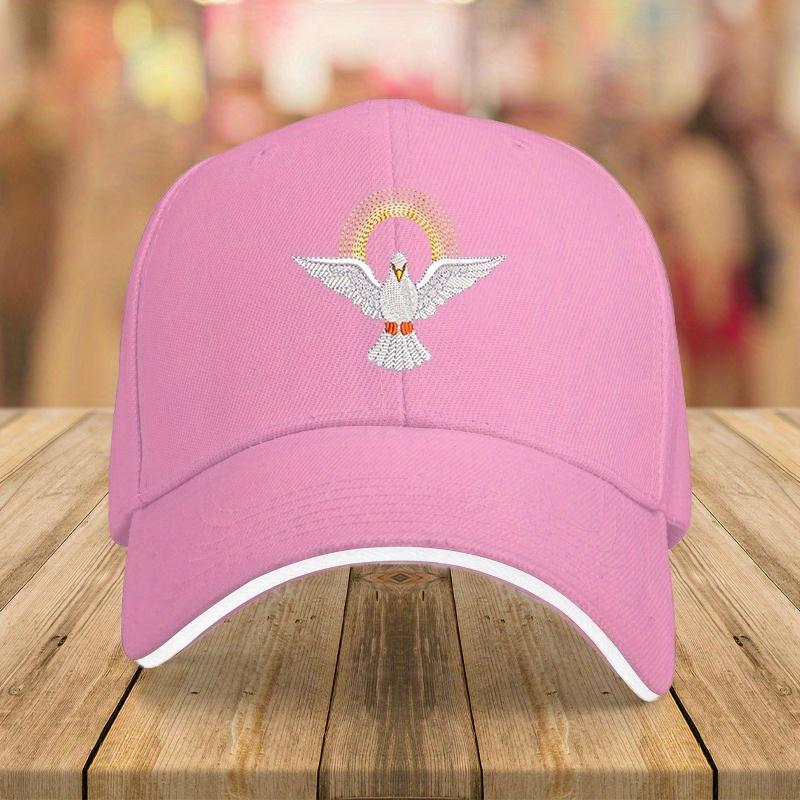 Holy Spirit Dove Baseball Cap Embroidered Red Polyester Adjustable Casual Summer Hat for Adults