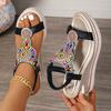Fashion Bohemian Style Wedge Heel Sandals Women Summer 2025 Thick Sole Non Slip Beach Shoes Woman Colorful Bead Chunky Platform Sandals