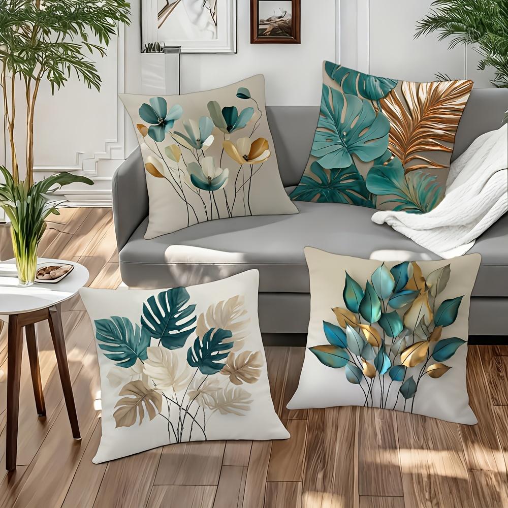 Tropical Plant Leaf Pillowcases Monstera Areca Palm Floral Cushion Covers Decorative For Sofa Living Room Bedroom Home Decor