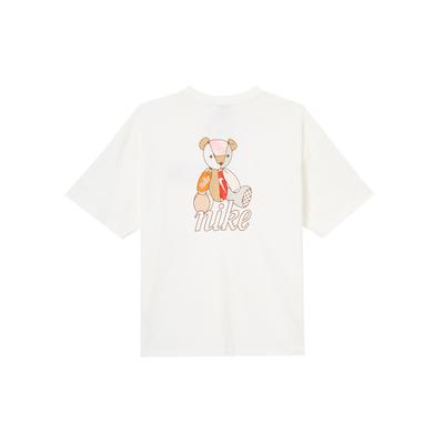 Letter Logo Cartoon Pattern Round Neck Pullover Short Sleeve T-Shirt Women Tops White FQ6010-100