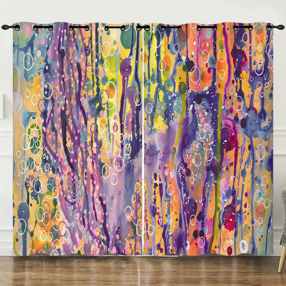 Vorhang Graffiti Blumen Und Pflanzen 3D Digitaldruck Verdunkelungsvorhang Ösen