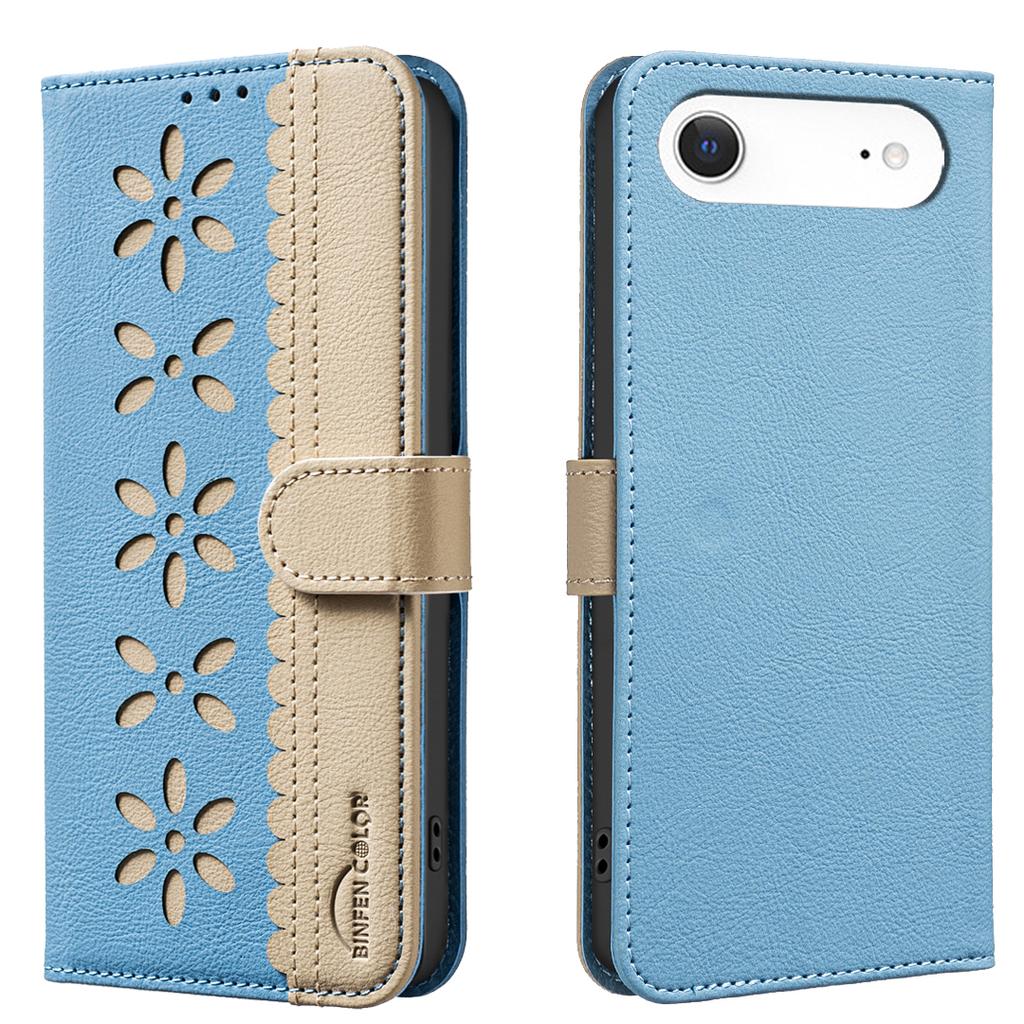 For iPhone 17 Air Leather Case BINFEN COLOR BF36 Floral Pattern Phone Cover RFID Blocking Wallet Stand