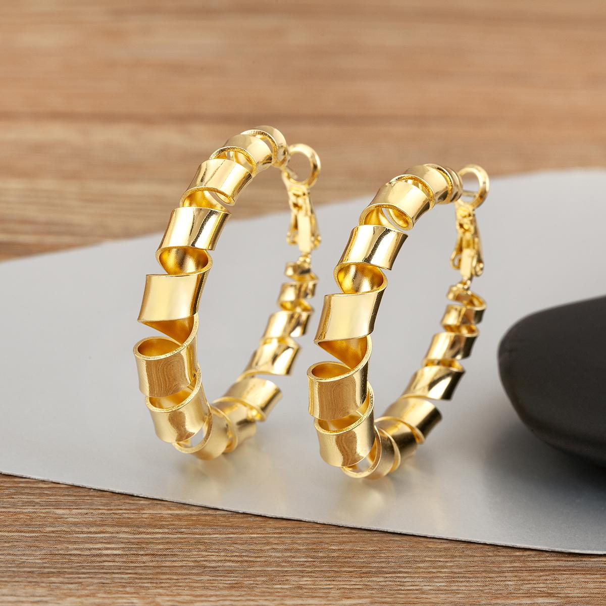 

Nidin Hot Sale Elegant Aesthetic Round Big Circle Hoop Earrings 5 Styles For Women Girl Vintage Wedding Party Ear Jewelry Gifts