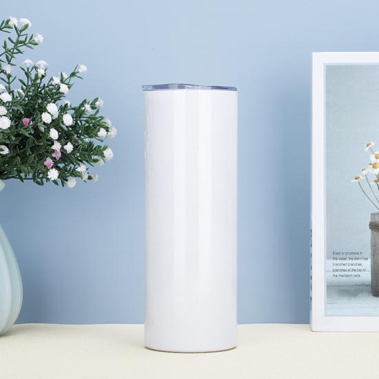 1 Set 20oz Thermal Cup Leak-proof Sublimation Tumbler Stainless Steel Insulated Cup with Straw for Travel Home