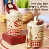 Style Double Drink Insulated Mug For Girls With Straw And Carrying Rope