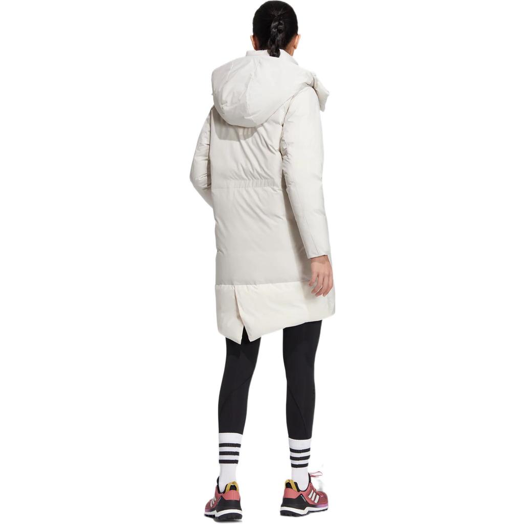 adidas Damen Daunenmantel mit abnehmbarer Kapuze Lange Länge Damenmäntel Weiß HN2114