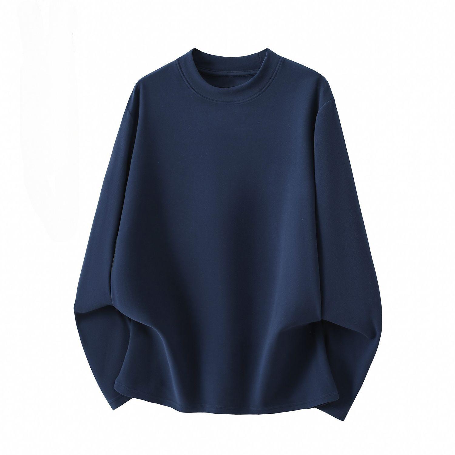 

Осень и Зима Женская Бархатная Базовая Рубашка Большого Размера с Длинным Рукавом Теплая Флисовая Футболка Свободного Кроя Однотонный Оверсайз Пуловер 5XL темно-синий