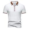 Summer Men's Slim Fit Polo Shirt Contrast Placket Letter Print Casual Texture Short Sleeve Fashionable Men's Top