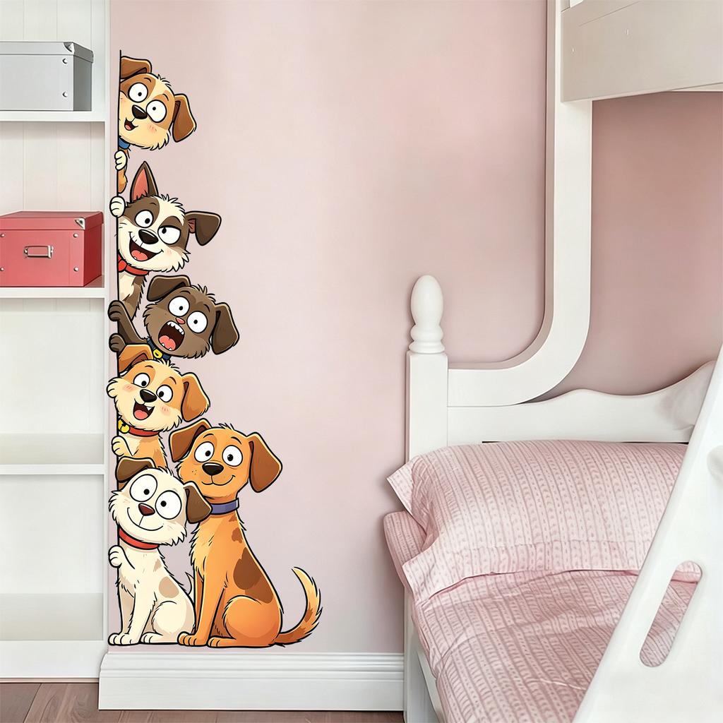 Cute Cartoon Cute Pet Wall Stickers Featuring A Combination of Cats and Dogs for Bedroom and Living Room Wall Decoration.