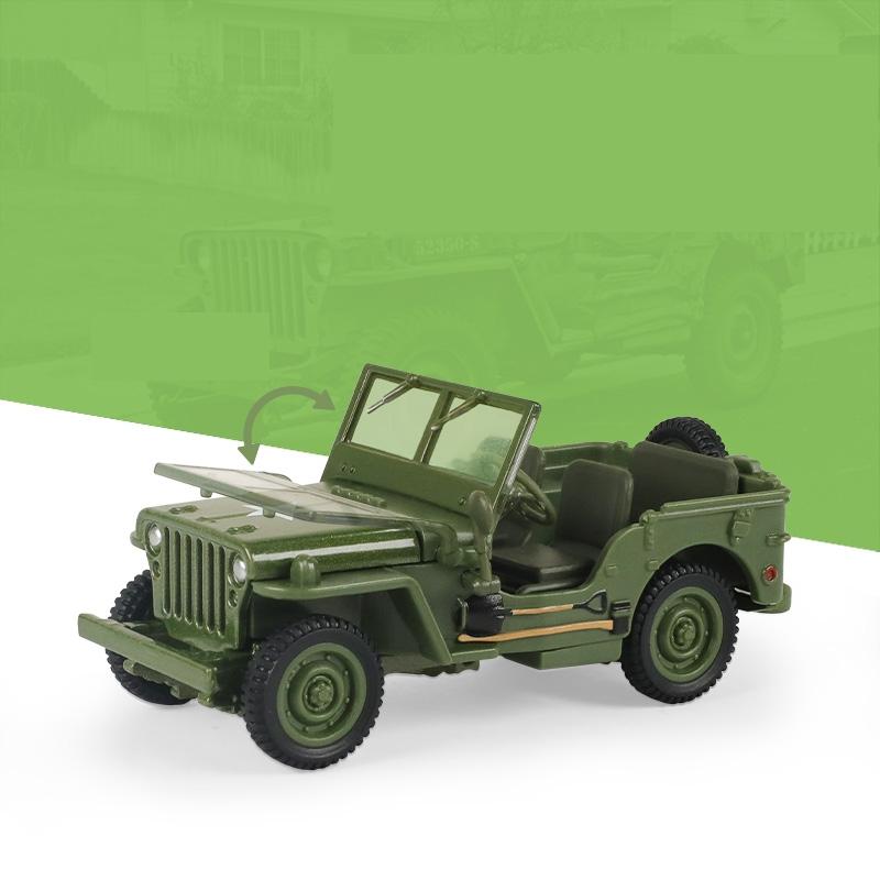 1/43 Scale JEEP WILLYS Military Army Vehicle Miniature Model Zinc Alloy Toy Car Free Wheels Diecast Metal Collection Gift for Kids