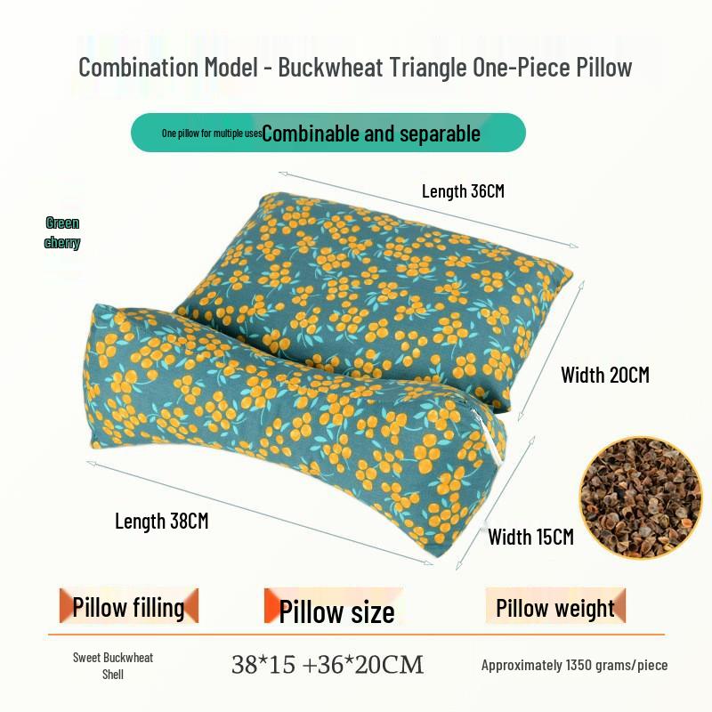 Buckwheat Husk Diamond-Shaped Neck Pillow: Multi-Functional, Detachable, Washable Floral Design