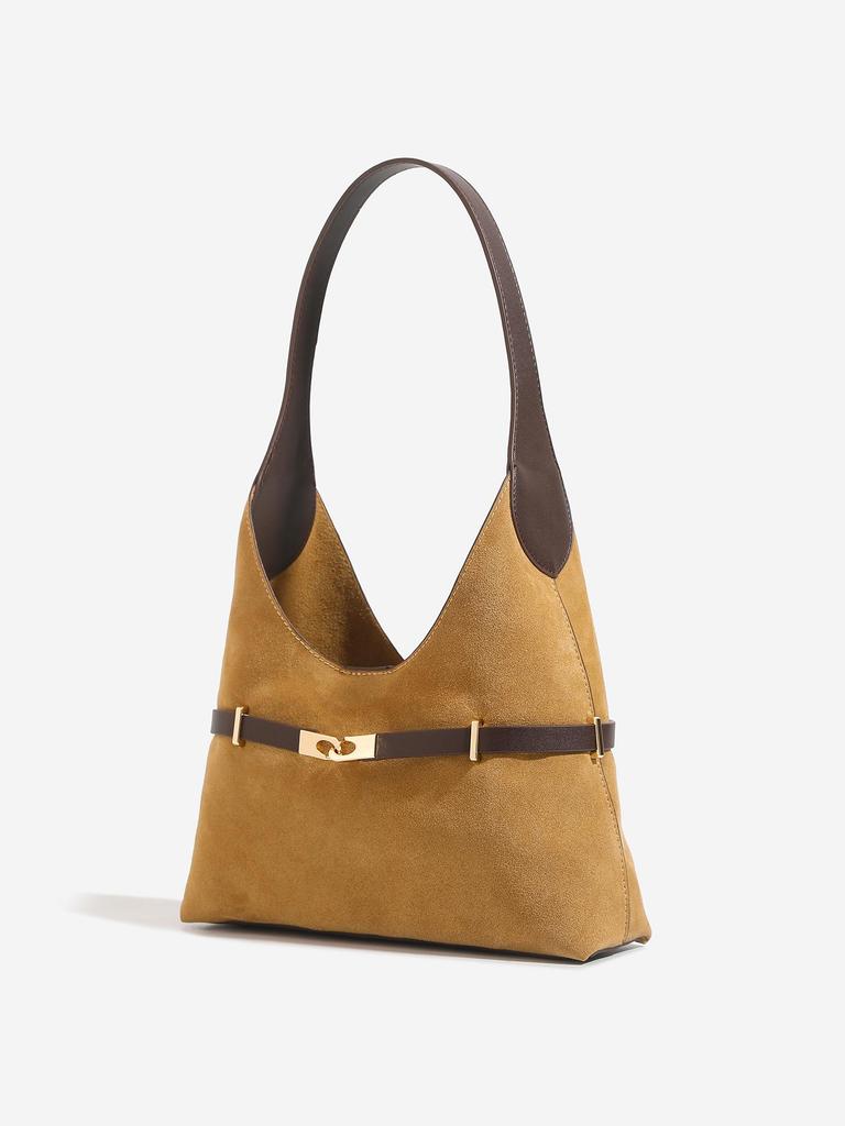 Vintage Suede Hobo Shoulder Bag - Large Capacity, Simple Design for Women