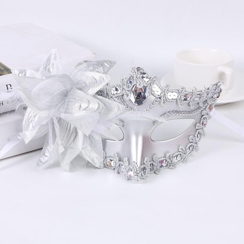 

Хэллоуин Принцесса Полумаска для лица Маскарадный бал Маска Цветок Лилии Вечеринка Принцесса Сексуальное Платье Маска серебряный