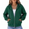 Women's Color Loose Fit Hooded Jacket with Zipper Winter Coat