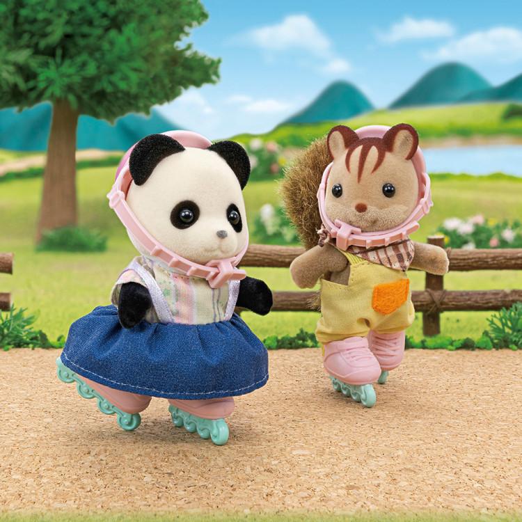 [Sylvanian]5652-Set Bicicletă și Patine Fetiță Panda