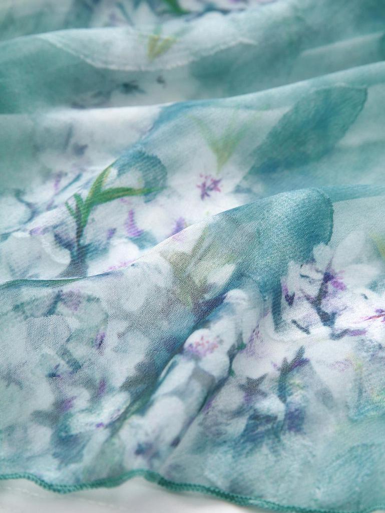 Krajkové šaty 2 v 1 A s květinovou kravatou s barevným potiskem Rosegal Plus Size