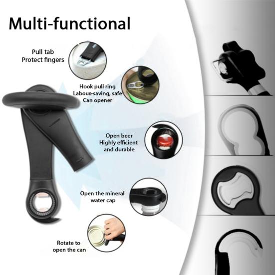 Can Opener Multi-Function Can And Bottle Opener Ergonomic Handle Kitchen Tools for Camping Travel Use