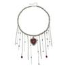 Dark Thorn Heart Flower Necklace for Women, Gothic Pendant Jewelry Gift for Her
