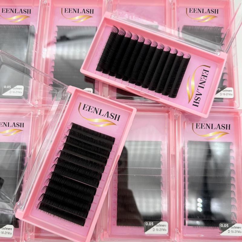 Velvet Lash Trays Handmade Cashmere Silk Lashes Extension 0.03 0.05 0.07 Jet Black Matte Cashmere Lash Extension