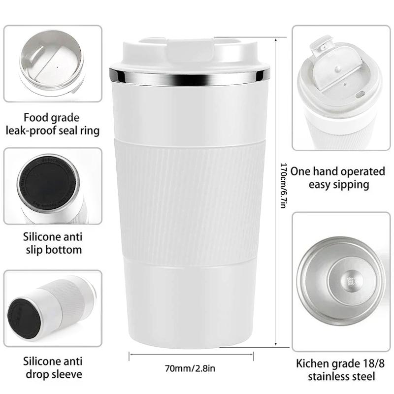 

510 мл дорожная кофейная кружка из нержавеющей стали термокружка герметичная автомобильная термокружка термос портативные изолированные бутылки 510ml белый